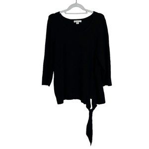 Coldwater Creek - Women's Size XL Black Sweater Tie Front Banned Hem 3/4 Sleeve